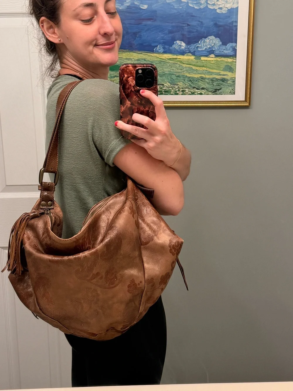 Italian artisan leather Slouchy hobo shoulder bag